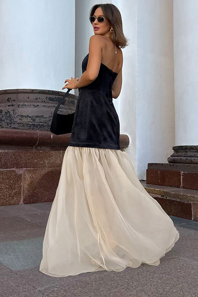 Strapless Panel Maxi Dress