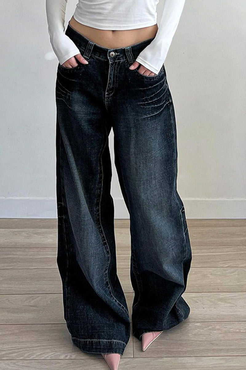 Wide-Leg Denim Pants