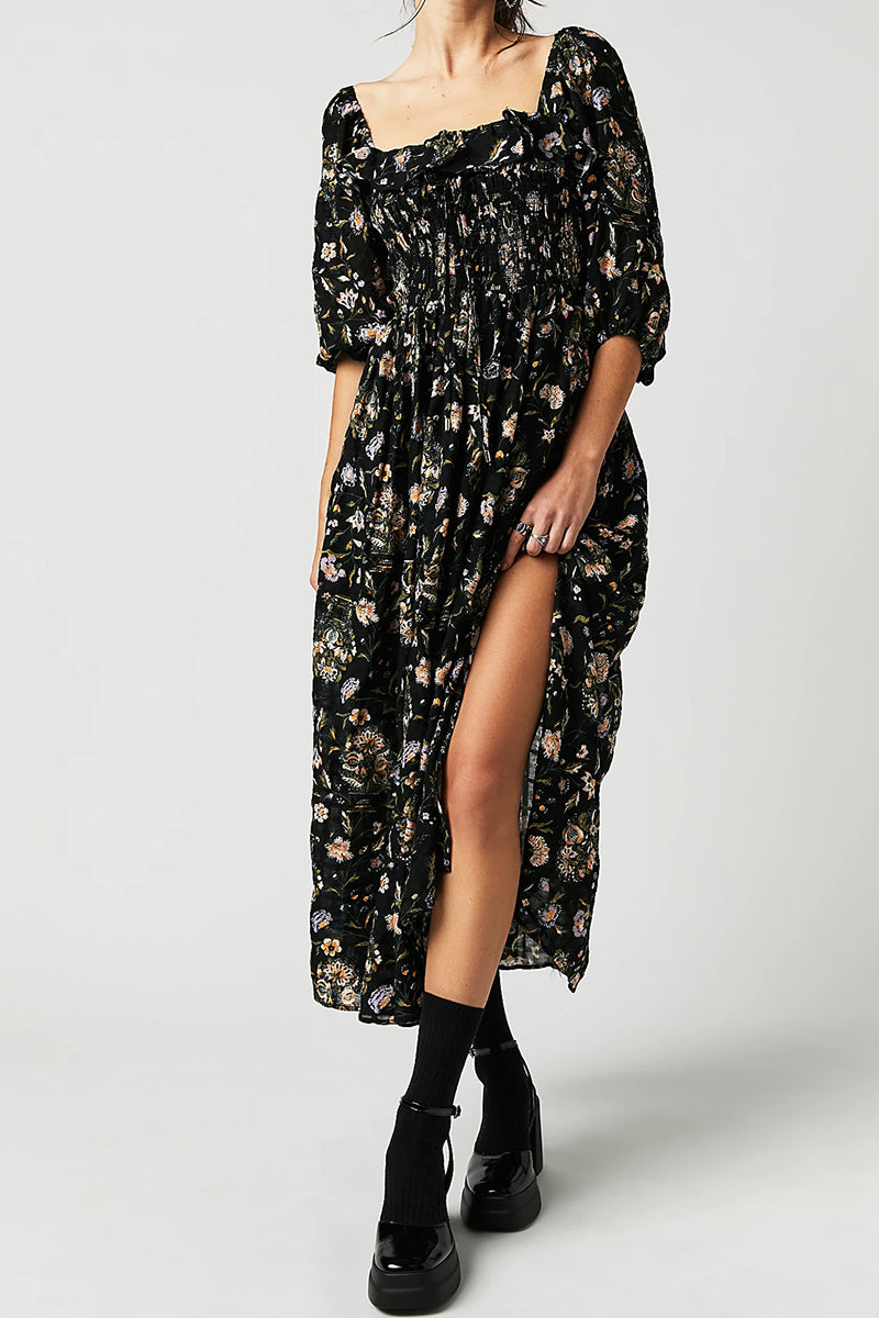 Floral Dress with Side Slit