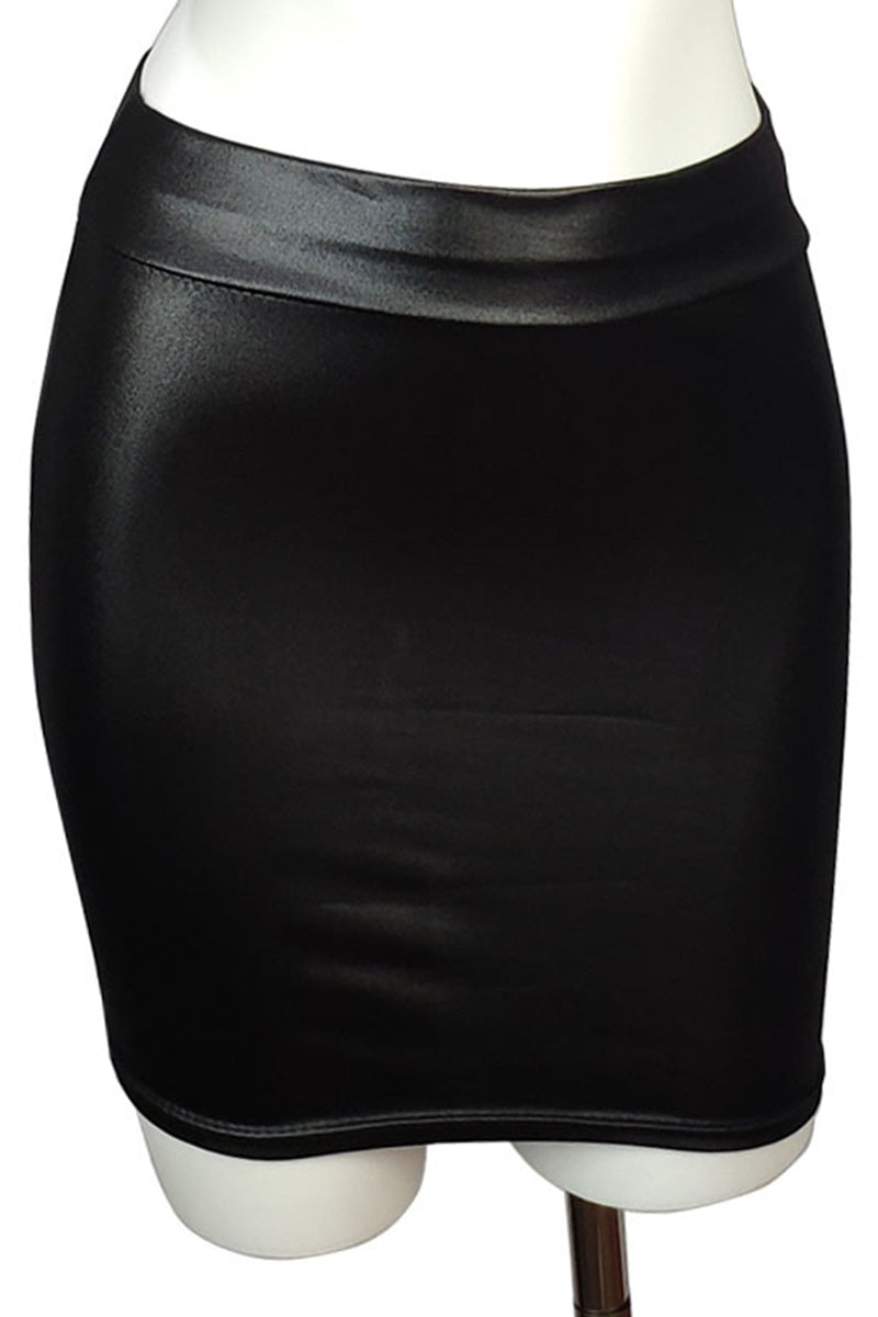 Faux Leather Bodycon Mini Skirt