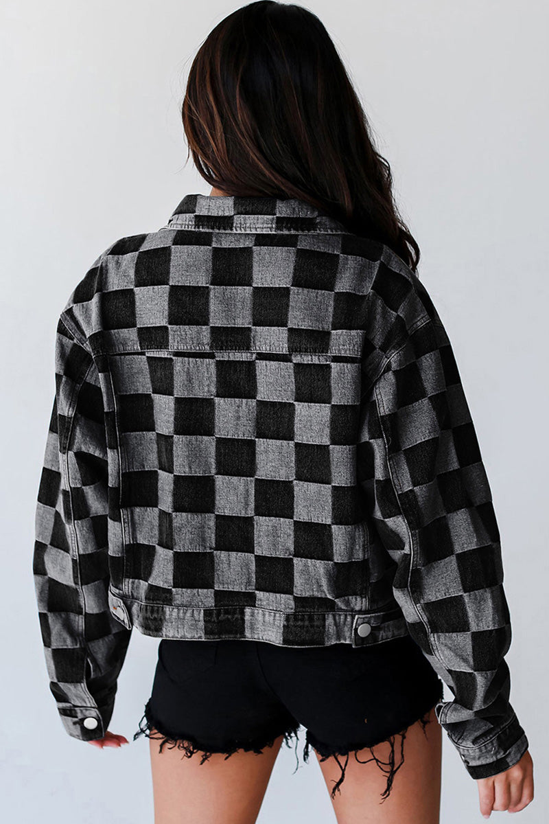 Checkered Denim Jacket