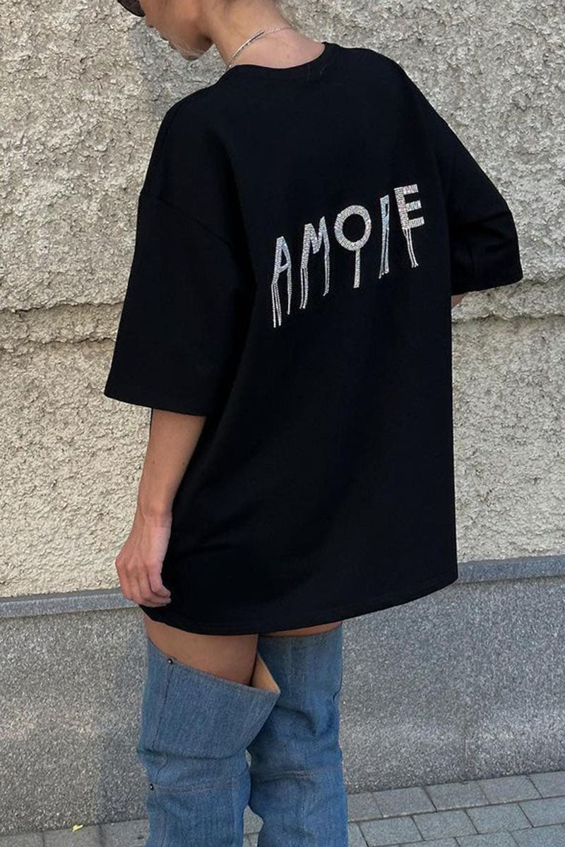 Rhinestone "Amore" Back Graphic Top