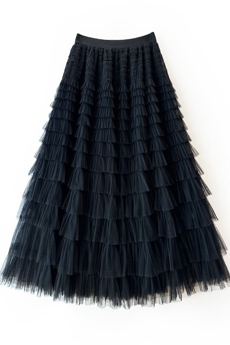 Layered Tulle Midi Skirt