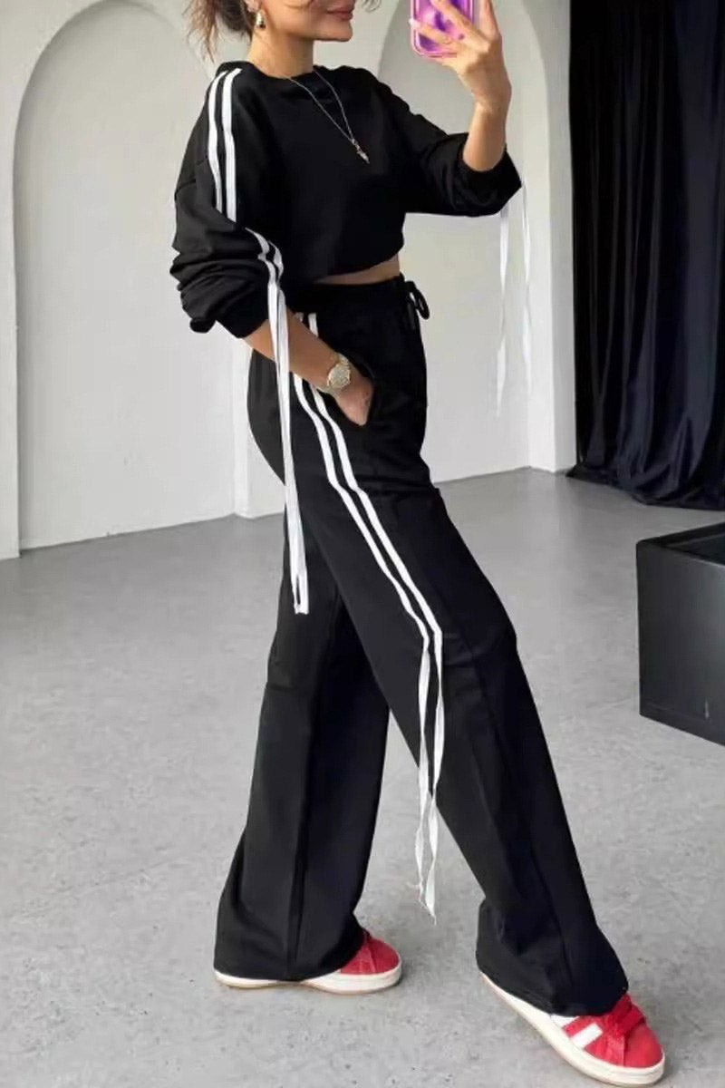 Oversized Drawstring Sleeve Top and Pants Set