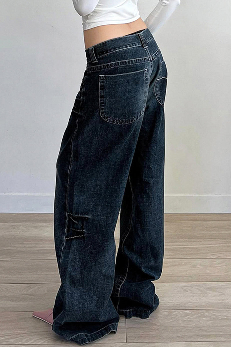 Wide-Leg Denim Pants