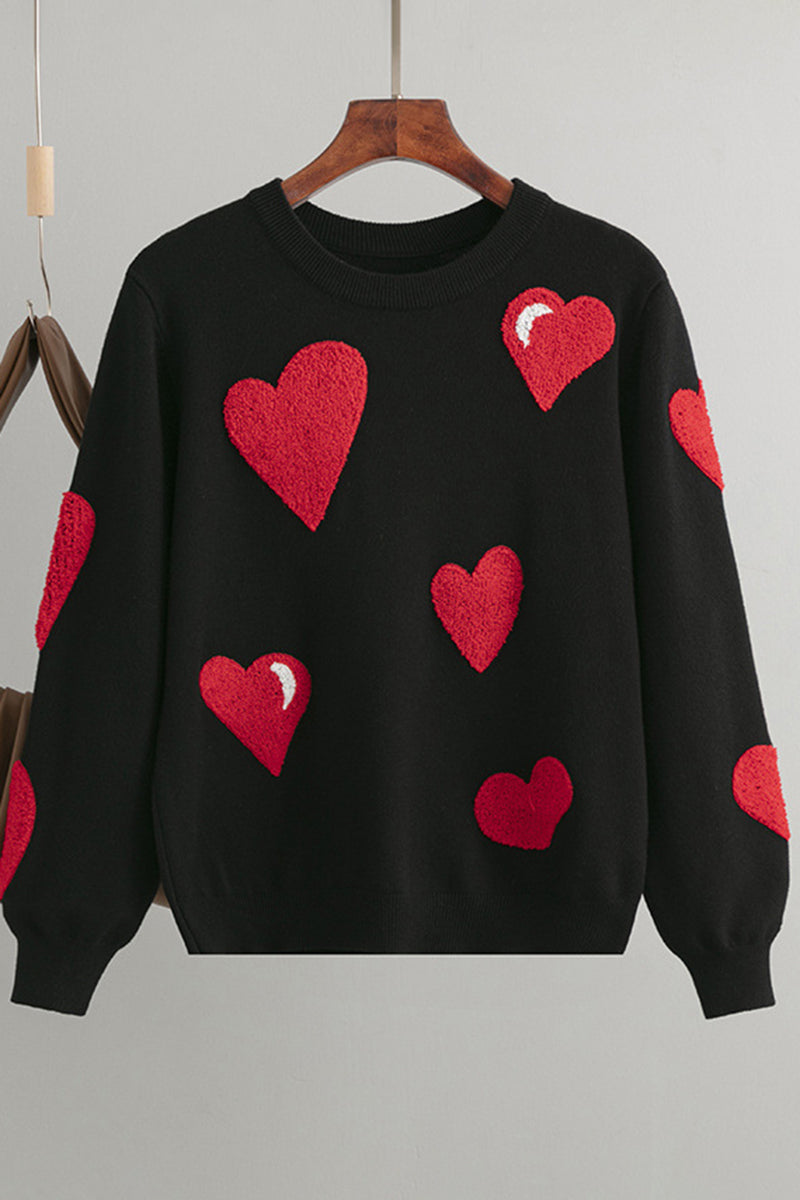 Heart Pattern Pullover Sweater