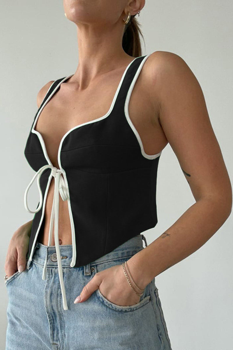 Tie-Front Cropped Tank Top