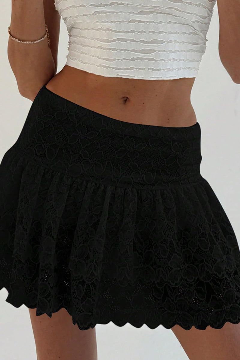 Tiered Lace Mini Skirt