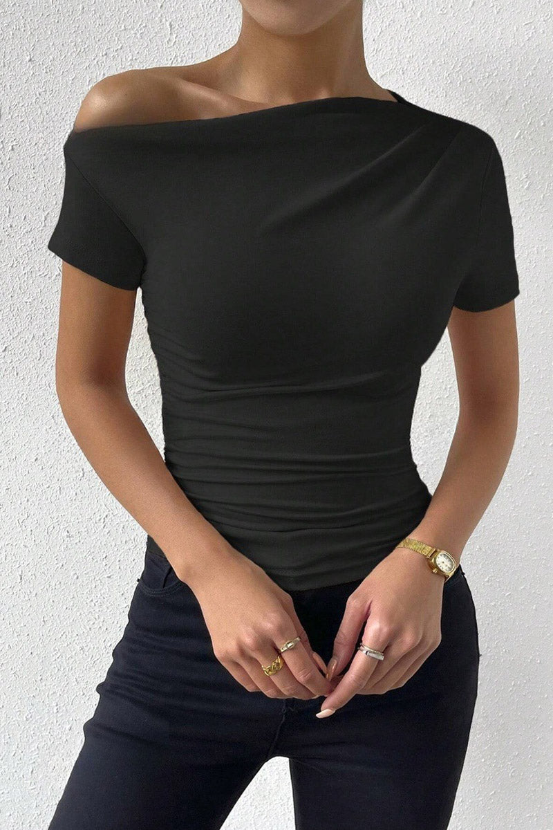 Ruched Off-Shoulder Fitted Top