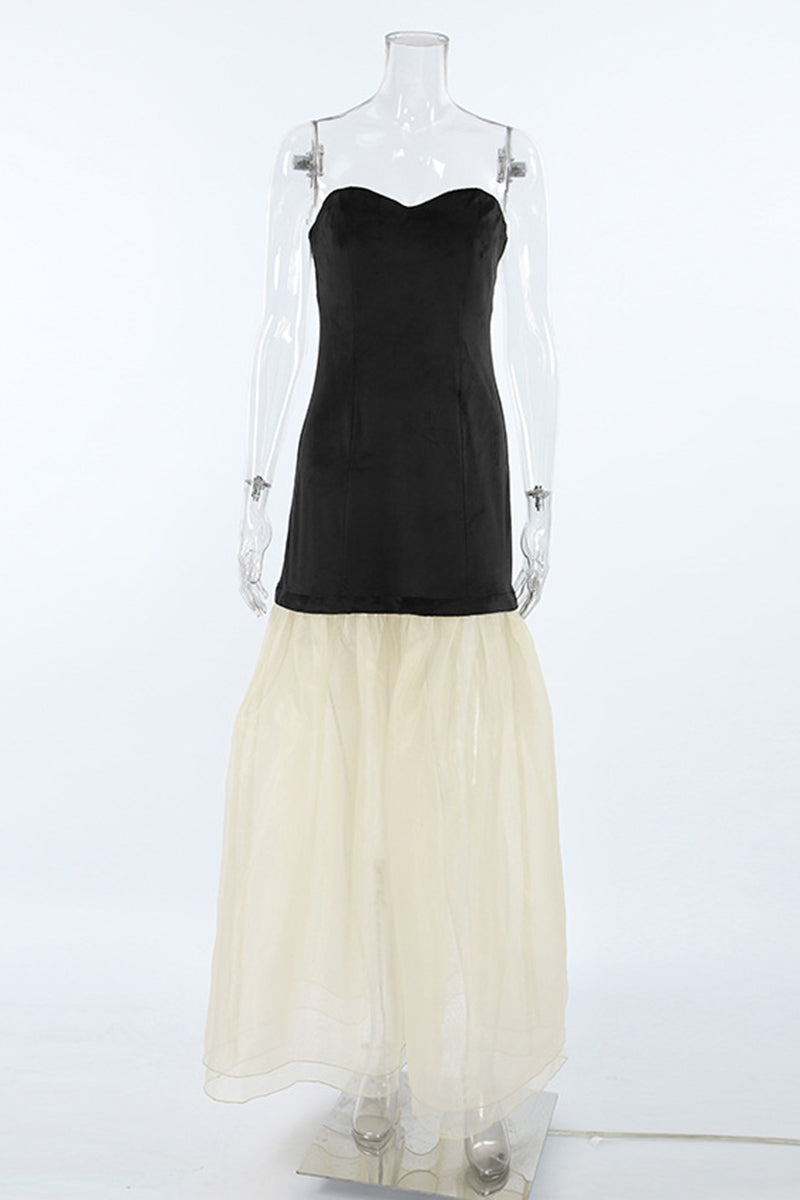 Strapless Panel Maxi Dress