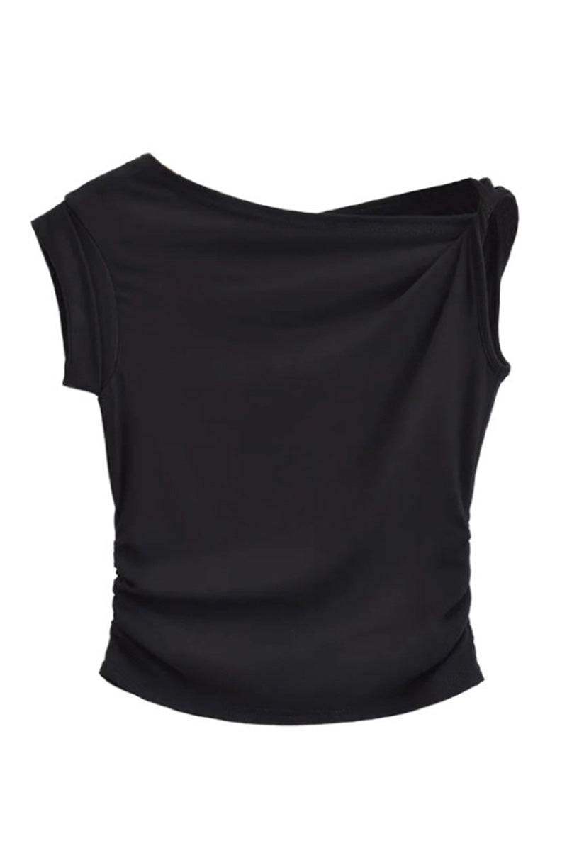 Asymmetrical Off-Shoulder Fitted Top