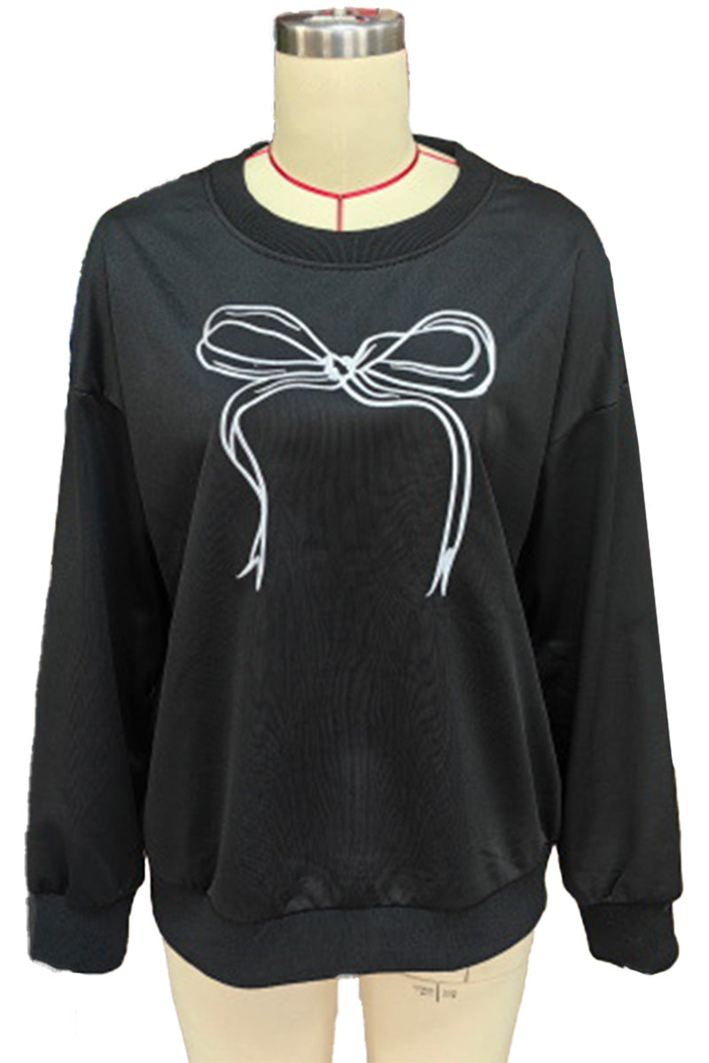 Bow Graphic Pullover Top
