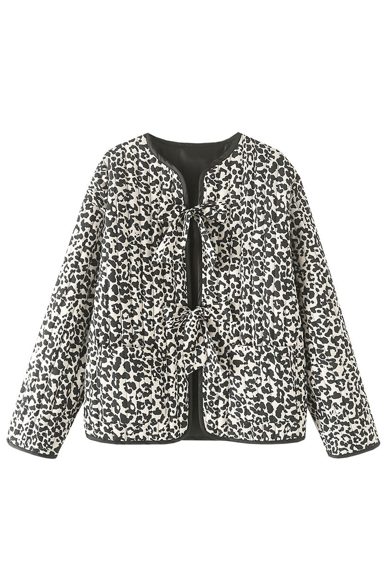 Animal Print Ruffled Button-Up Jacket