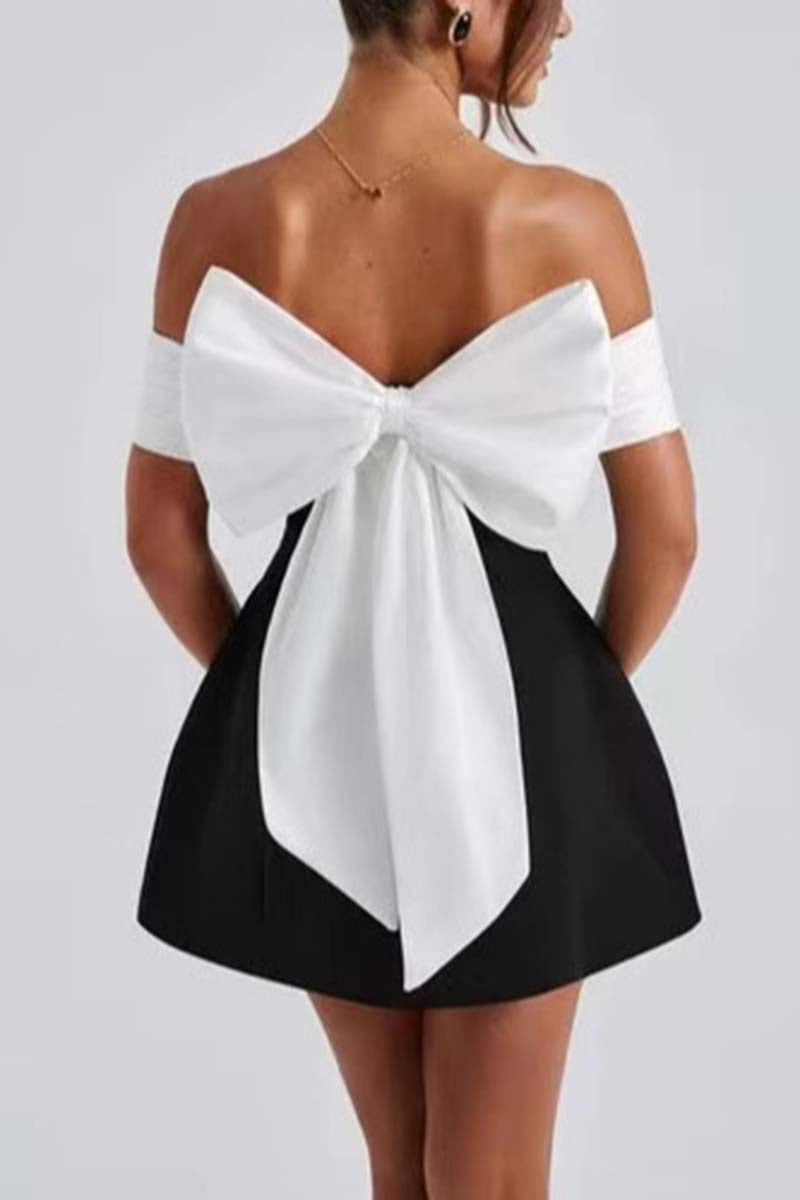 Open-Back Mini Dress with Statement Bow