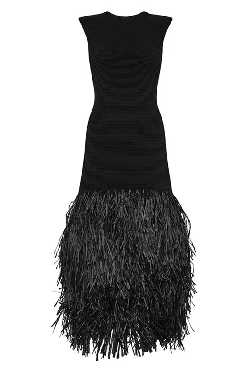 Sleeveless Fringe Hem Dress