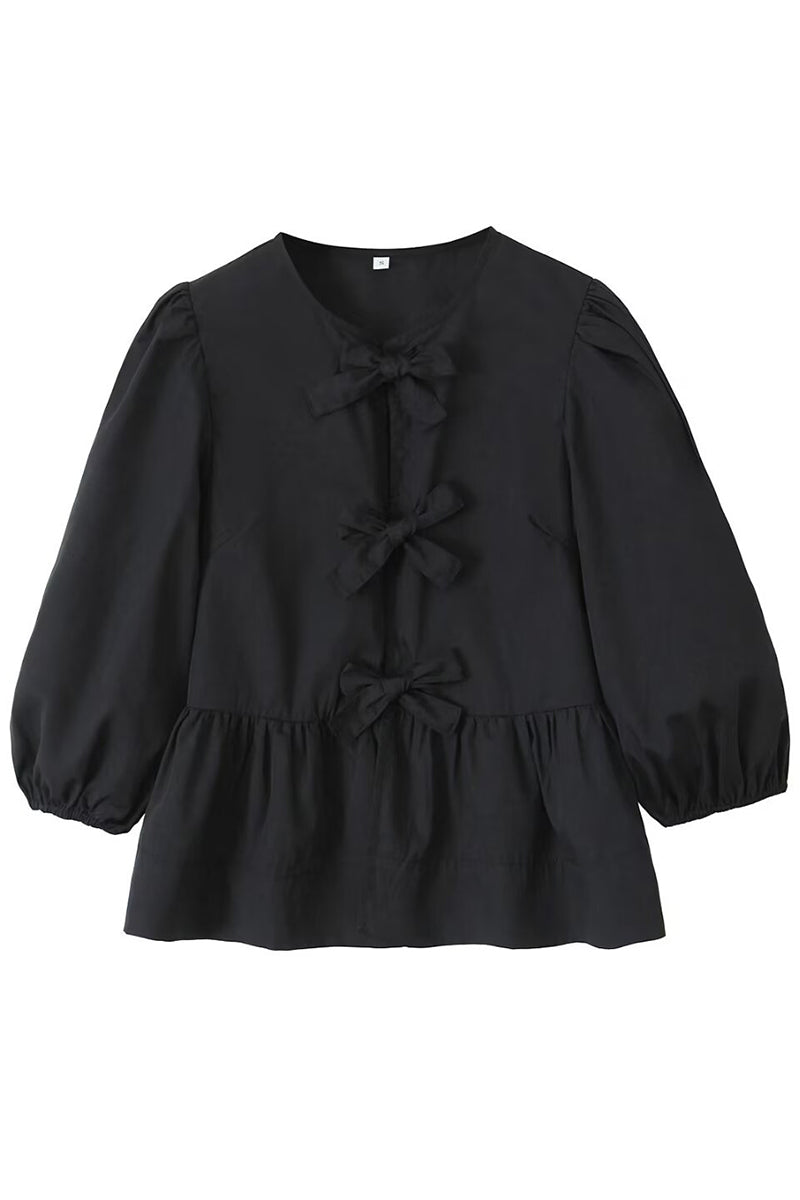 Bow-Detail Long-Sleeve Shirt