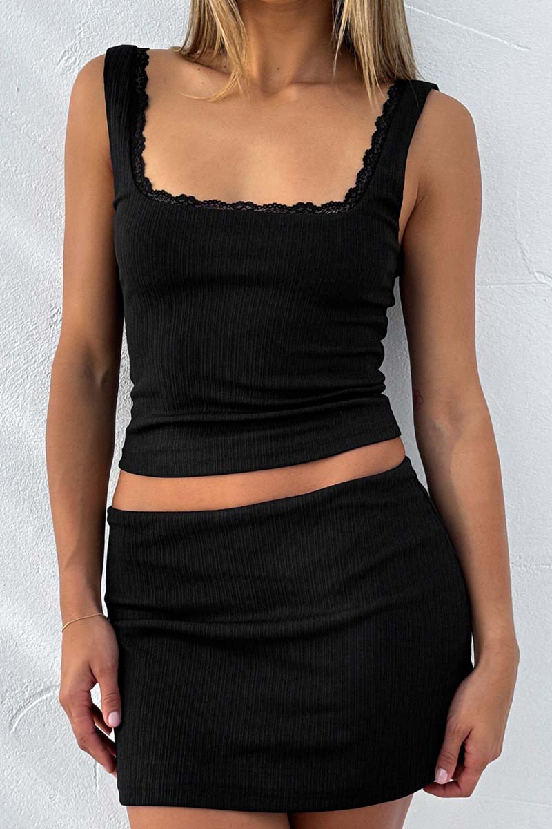 Square-Neck Ribbed Crop Top