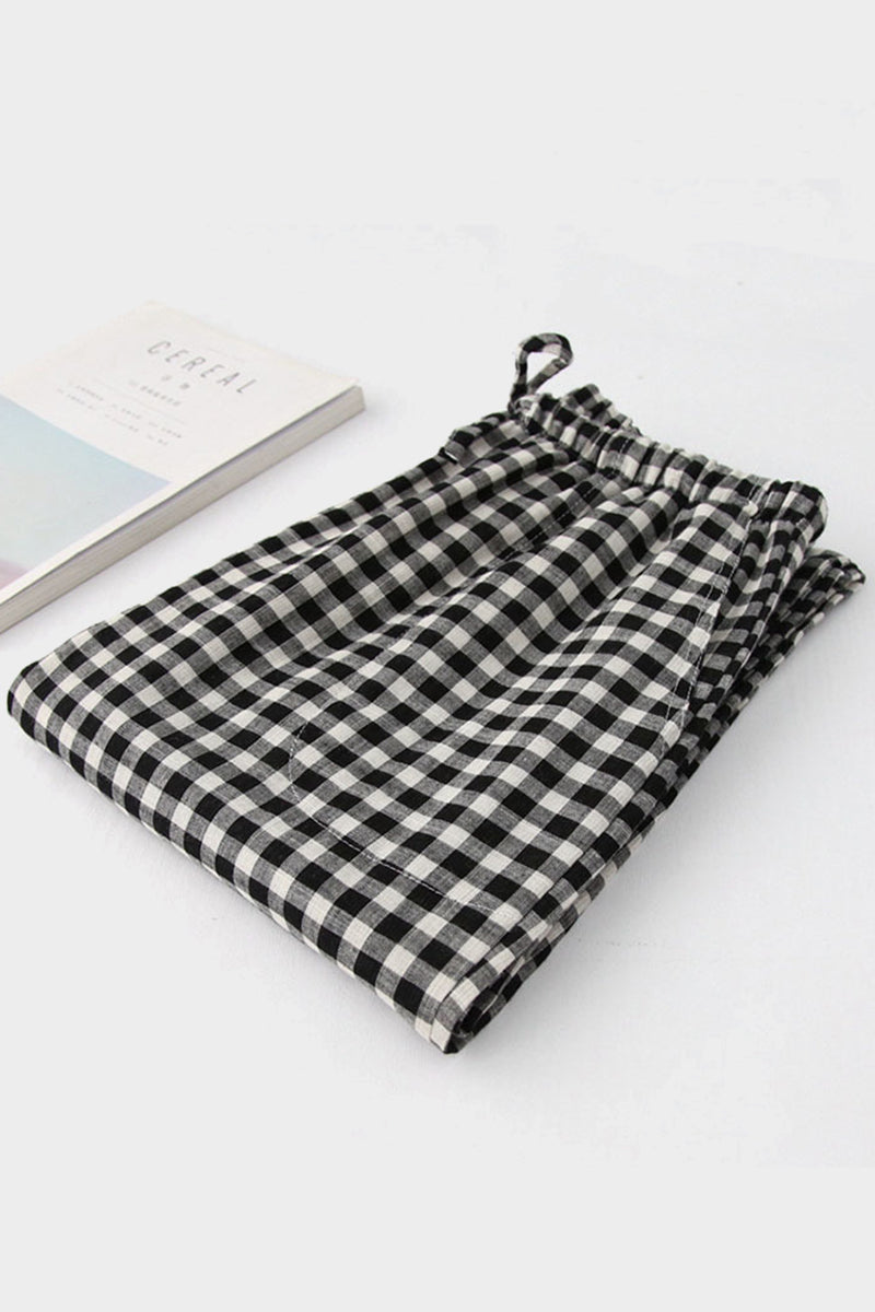 Plaid Striped Drawstring Pants