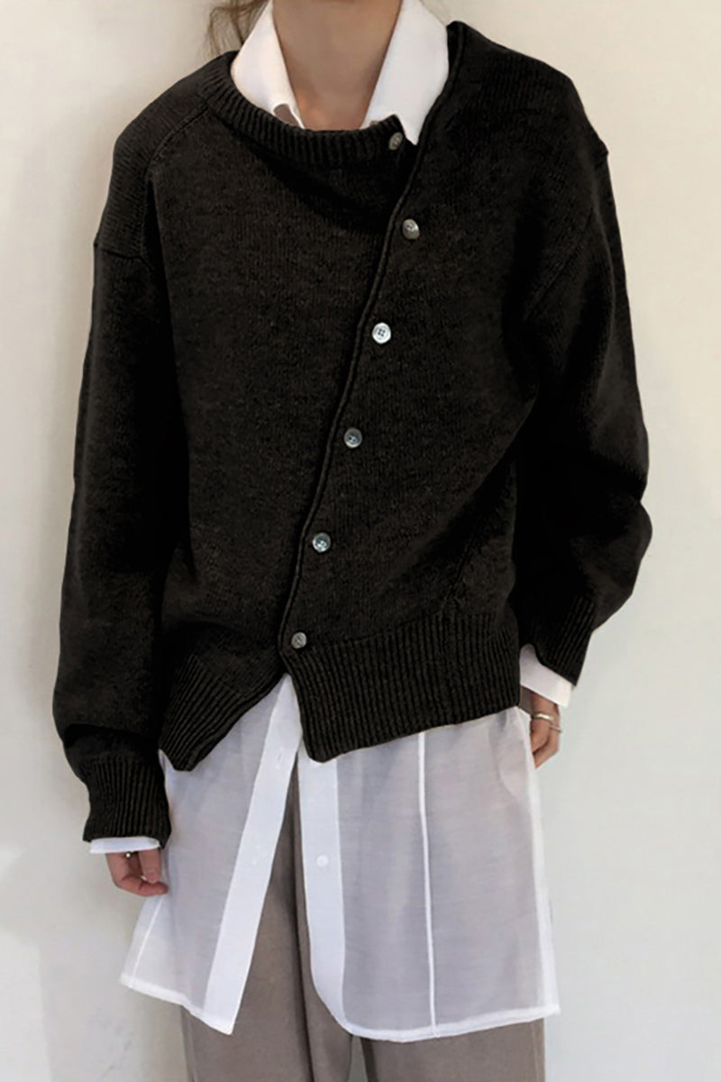 Asymmetric Button-Up Cardigan