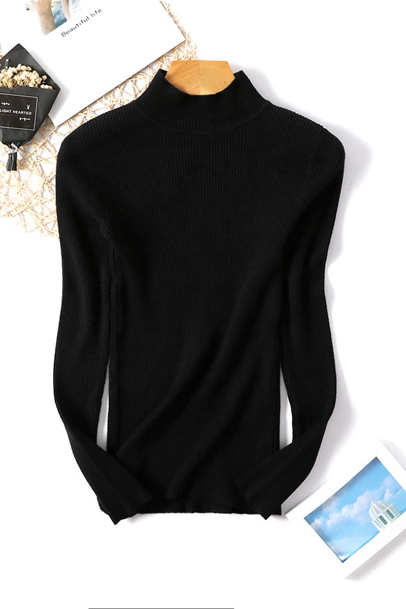 Slim Fit Mock Neck Ribbed Sweater