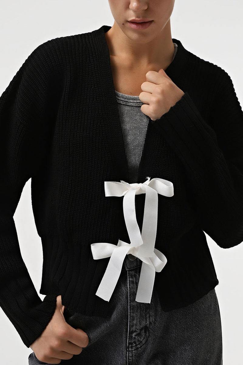 Bow Tie Front Knit Cardigan