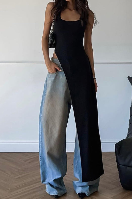 Split-Hem Square Neck Maxi Dress