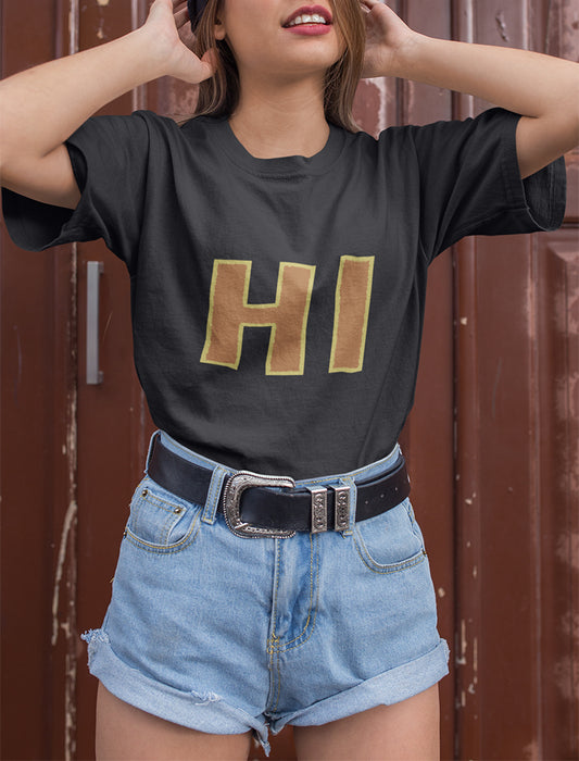 Bold "HI" Text Graphic Tee