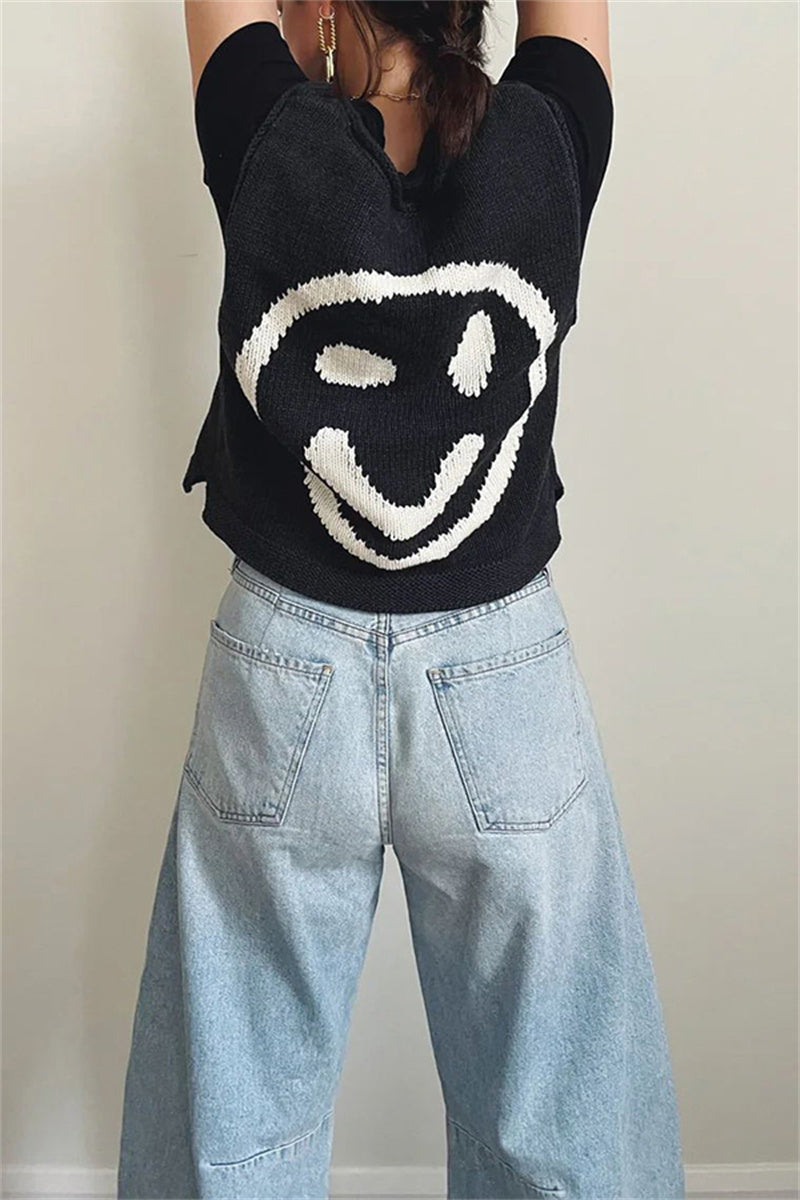 Smiley Knit Sleeveless Top