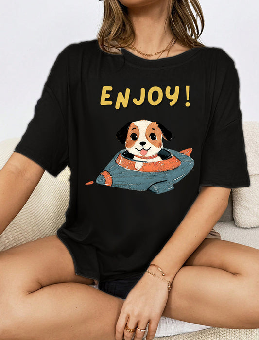 Dog in Spaceship Graphic Tee