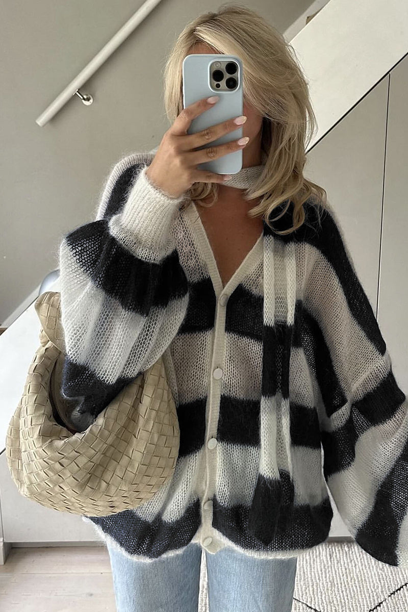 Striped Oversized Knit Cardigan