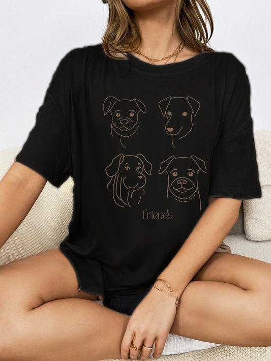 Dog Line Art Graphic Tee