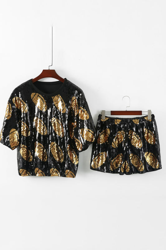 Football Sequin T-Shirt and Shorts Set