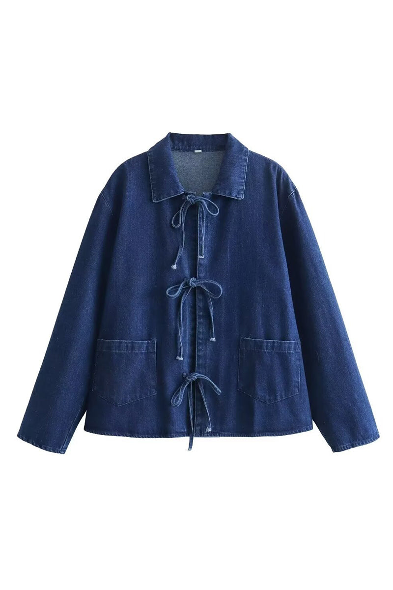 Tie-Front Denim Jacket