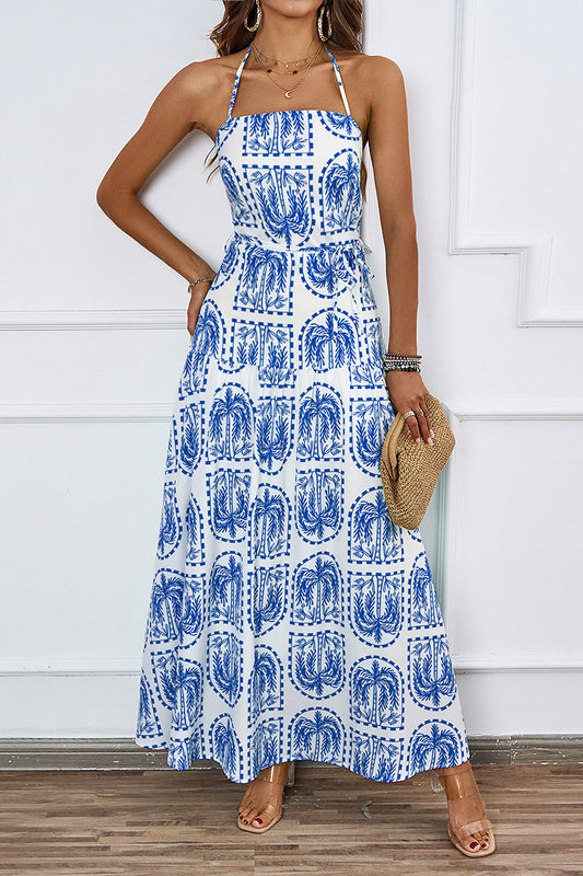 Halter Maxi Dress with Boho Print