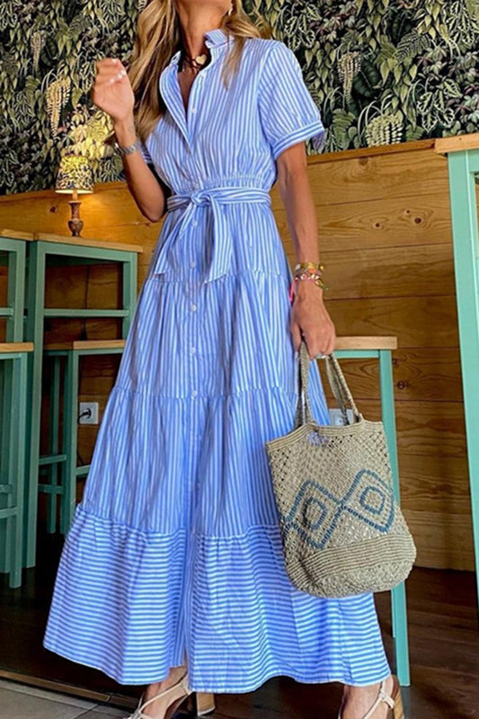 Striped Button-Up Maxi Dress