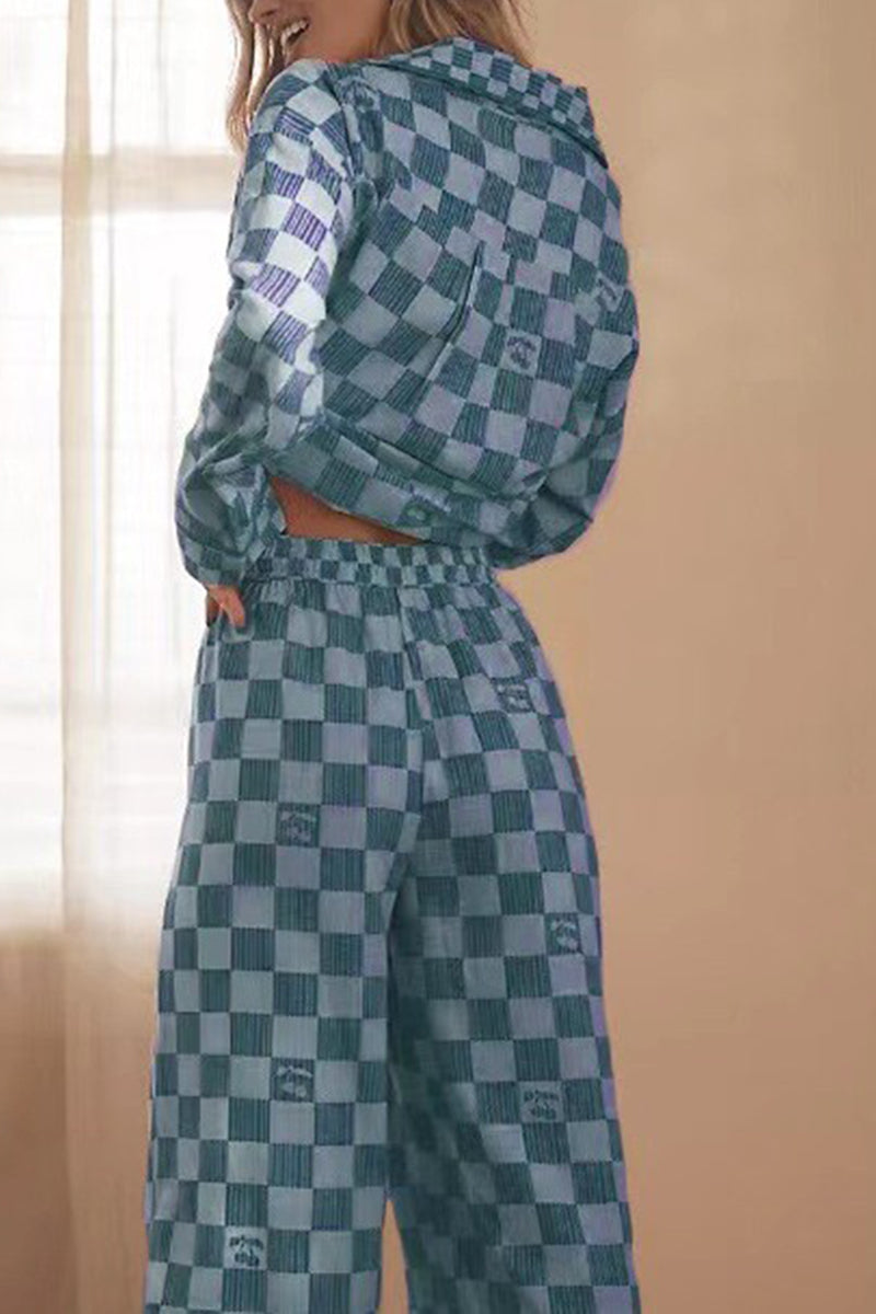 Checkered Button-Up Pajama Set