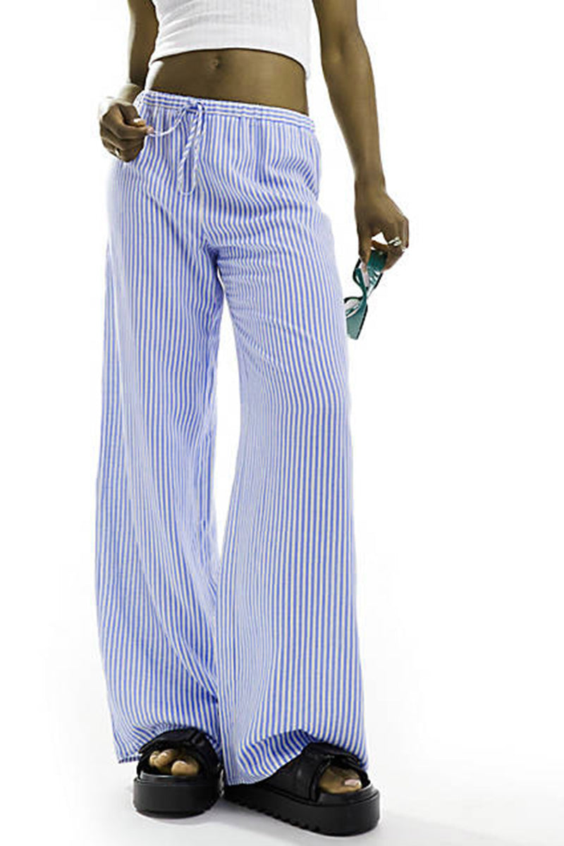 Striped Wide-Leg Lounge Pants