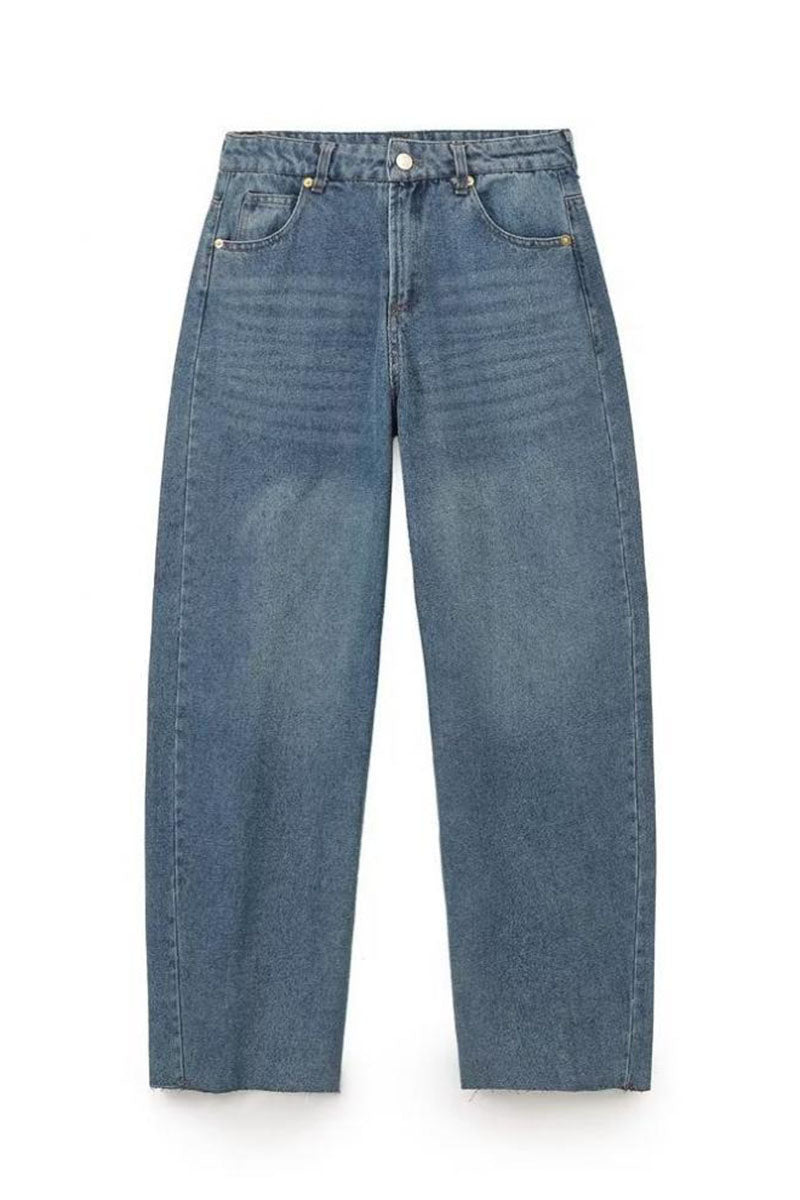 Low-Waisted Wide-Leg Denim Pants