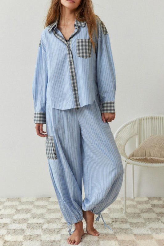 Relaxed Fit Plaid Pajama Set