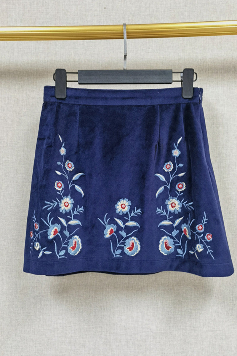 Floral Embroidered Mini Skirt