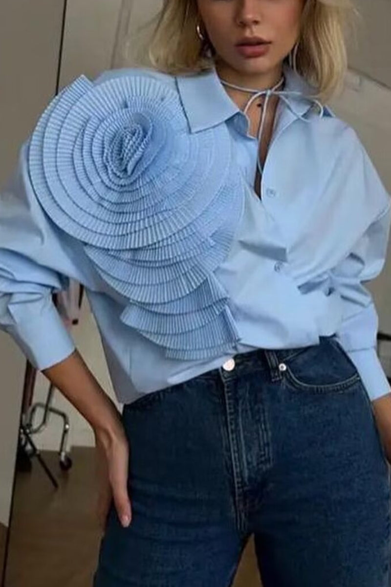 Pleated Accent Button Shirt