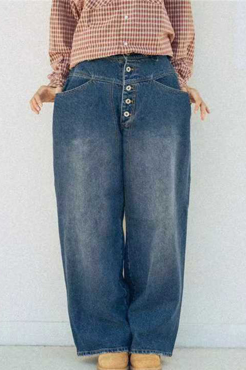 Relaxed Straight-Leg Denim Pants