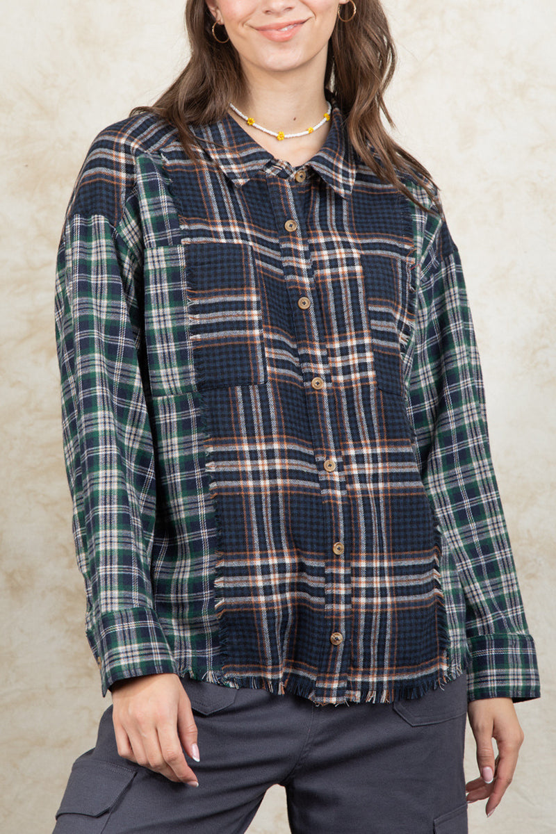 Plaid Patchwork Shirt