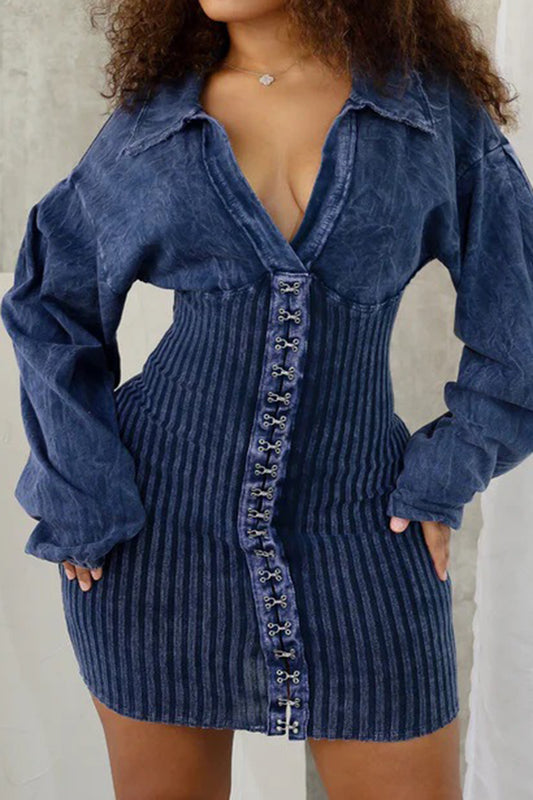 Denim Button-Down Bodycon Dress