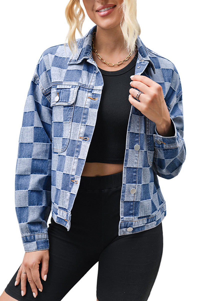 Checkered Denim Jacket