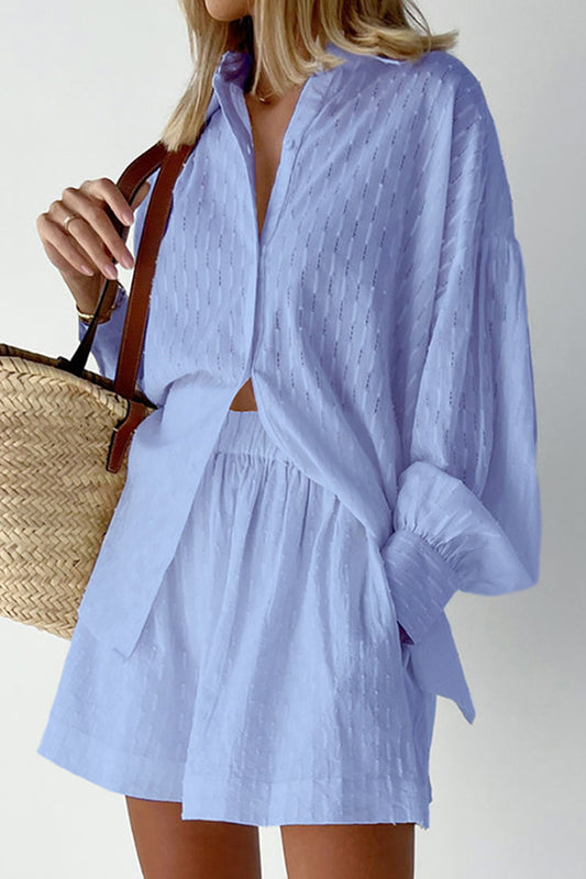 Button-Up Top and Shorts Set