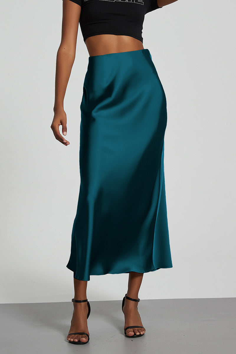 Satin Finish Slimming A-Line Skirt