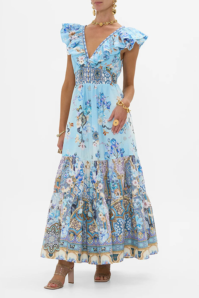 Floral Tiered Ruffle Maxi Dress