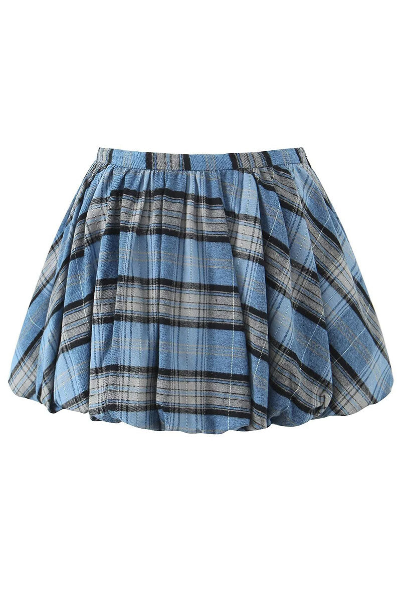 Pleated Plaid Mini Skirt