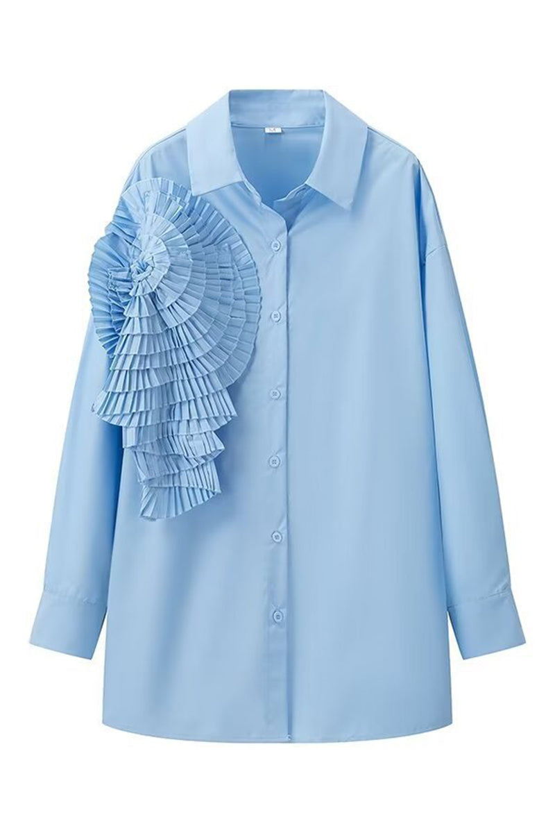 Pleated Accent Button Shirt